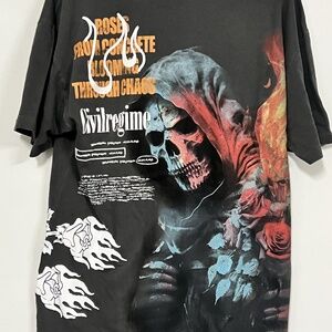 NWOT CIVIL REGIME SKULL OVERSIZED TEE IN VINTAGE GRAY